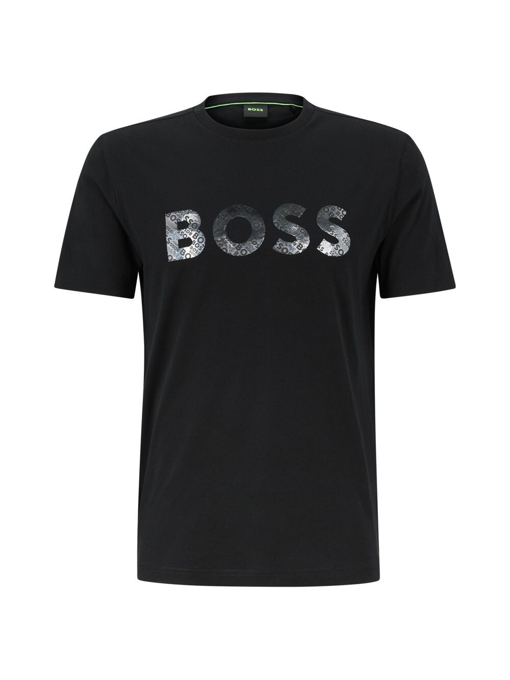 

Футболка из хлопкового джерси с фольгированным логотипом BOSS, черный