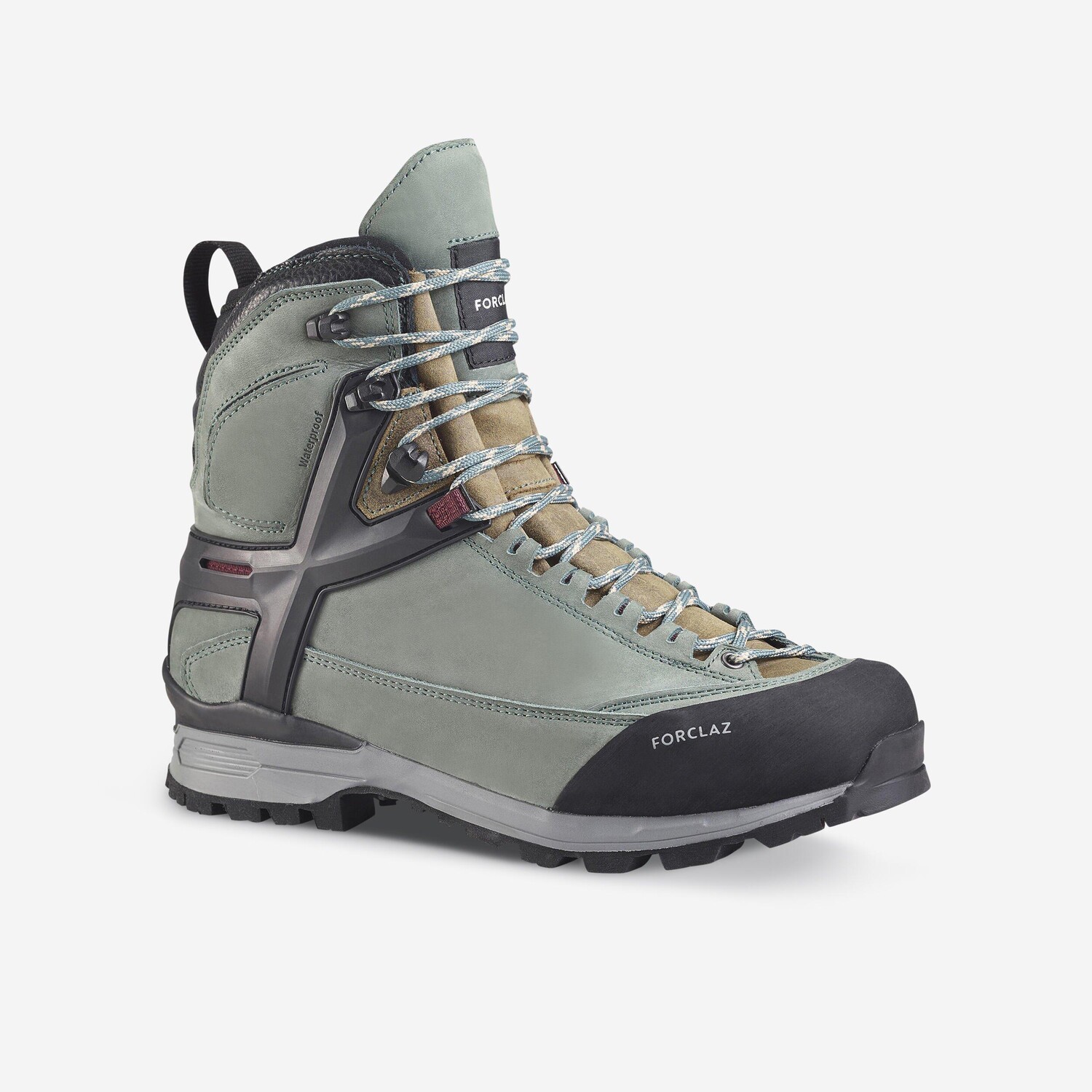 

Водонепроницаемые кожаные высокие треккинговые ботинки Decathlon Vibram — MT500 Ultra Forclaz, хаки