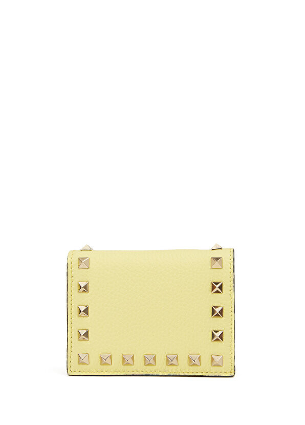 

Желтый женский кожаный кошелек rockstud Valentino Garavani