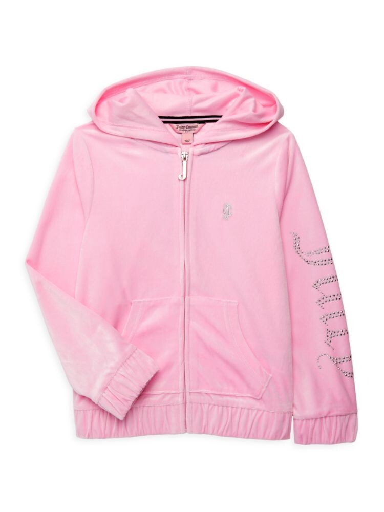 

Велюровая толстовка на молнии для девочек Juicy Couture, цвет Orchid Pink