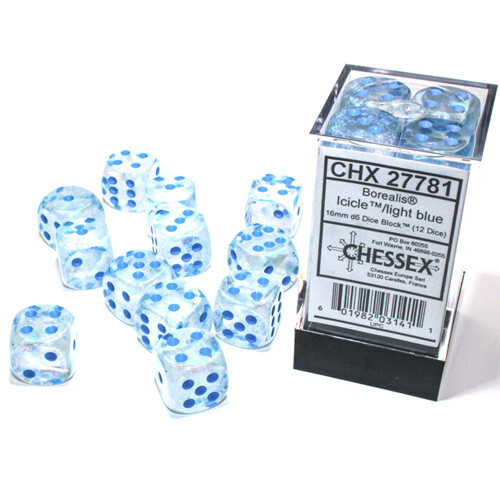 

Аксессуары Chessex Chessex 16mm d6 Set: Borealis Luminary Icicle/Light Blue (12)