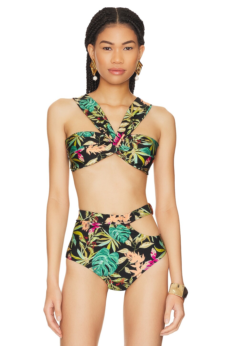 

Топ бикини PatBO Tropicalia Off the Shoulder, черный