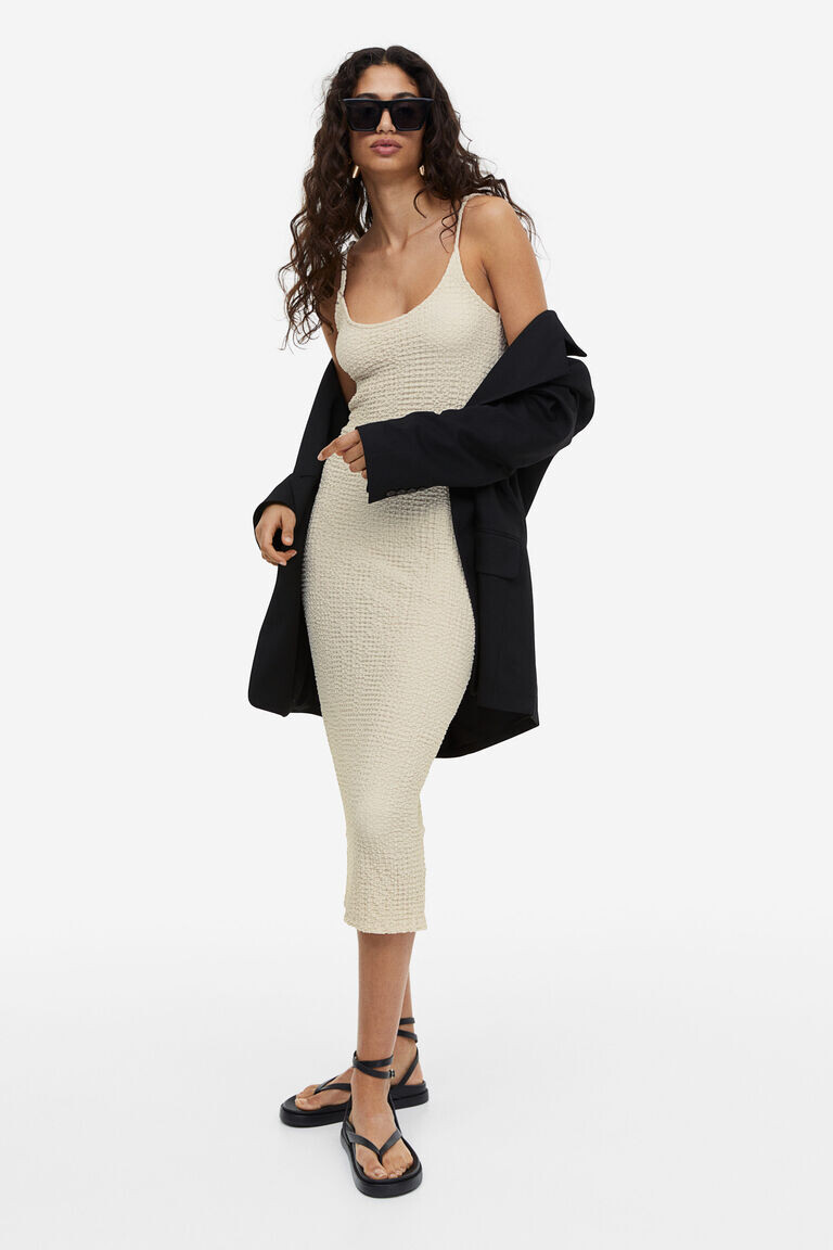 

Платье из жатого джерси H&M, бежевый