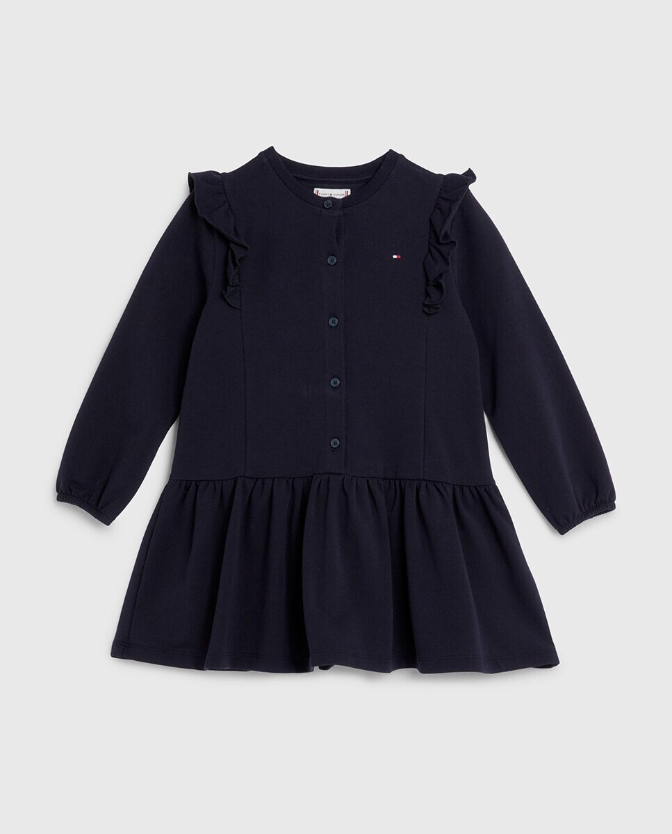 

Платье для девочки с круглым вырезом и длинными рукавами Tommy Hilfiger, темно-синий