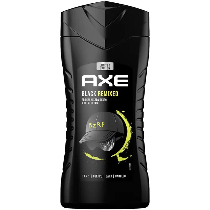 

Гель для душа gel de ducha 3 en 1 black remixed bizarrap Axe, объем 250 мл