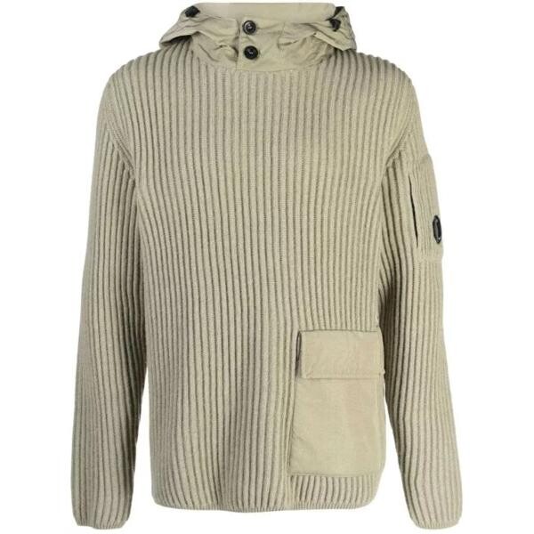 

Футболка chunky-ribbed wool-blend knitwear hoodie Cp Company, зеленый