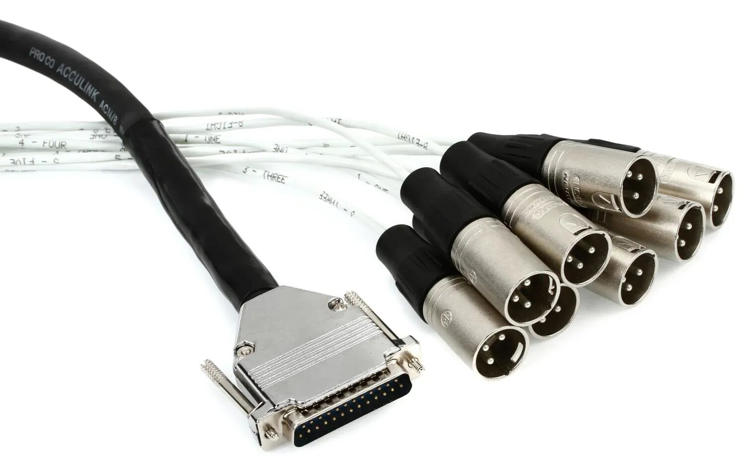 

Pro Co DA88XM-15, 8-канальный разъем DB25 — XLR, «папа», «змея» — 15 футов