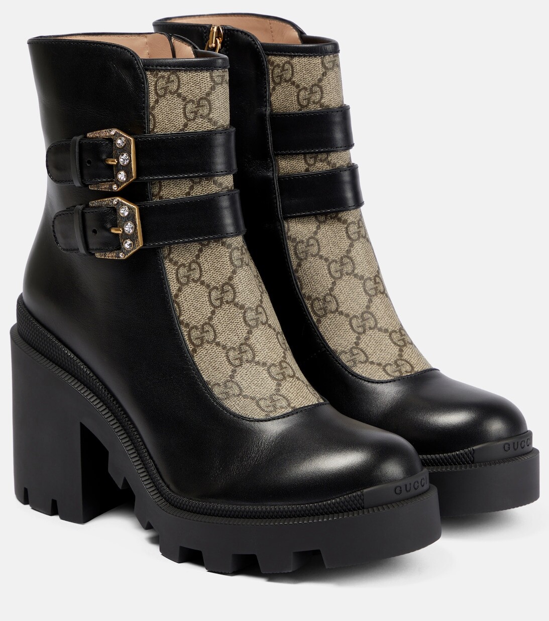 

Ботильоны из ткани и кожи с узором GG Gucci, разноцветный