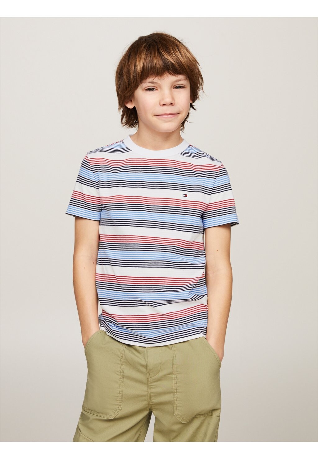 Футболка с принтом CORPORATE STRIPE TEE S/S Tommy Hilfiger, цвет red white blue stripe