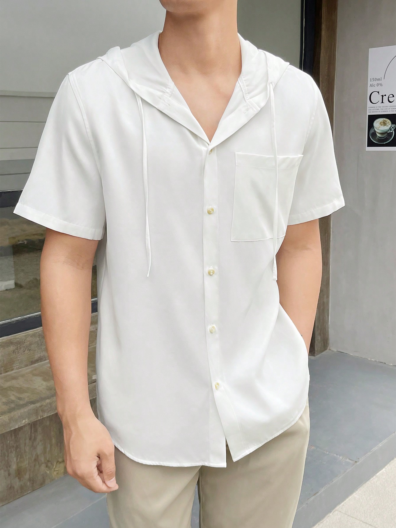 цена Мужская повседневная тканая рубашка с капюшоном и короткими рукавами Manfinity Hypemode, белый