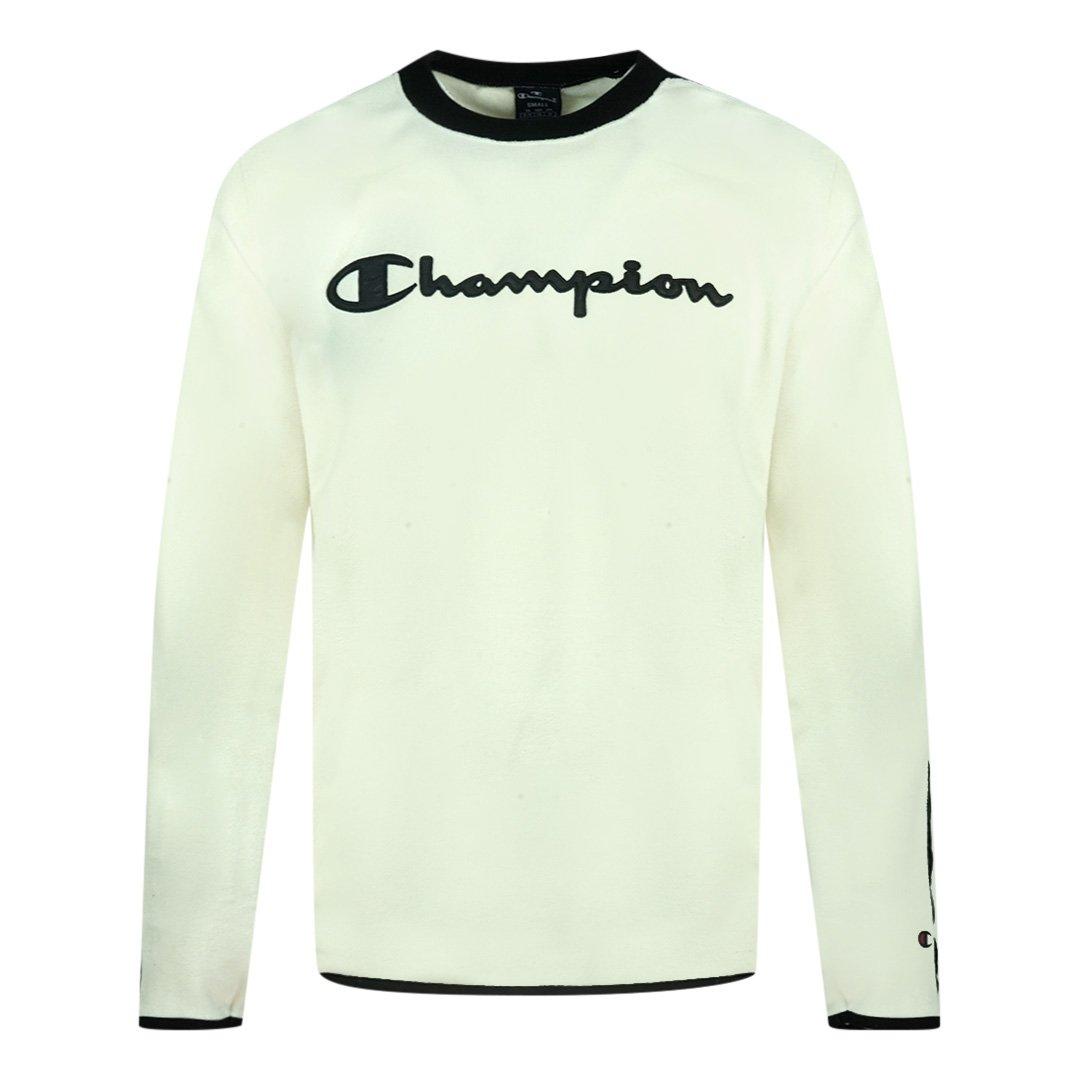 Белый флисовый свитшот с логотипом Classic Script Champion, белый свитшот женский champion белый