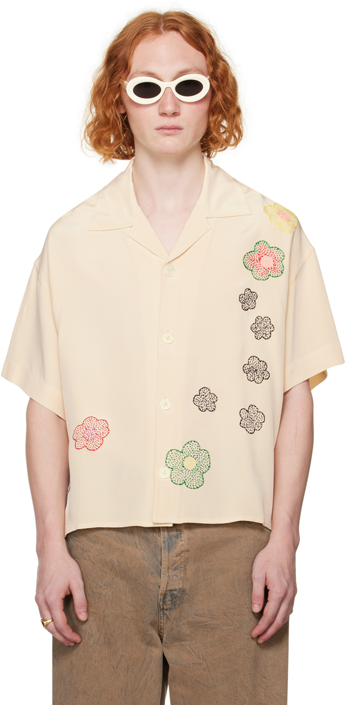Бежевая рубашка с цветочным принтом Glass Cypress