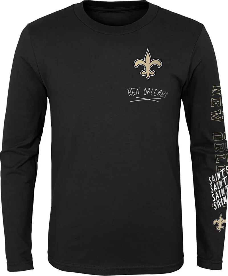 

Nfl Team Apparel Молодежная футболка New Orleans Saints Team Drip Black с длинными рукавами