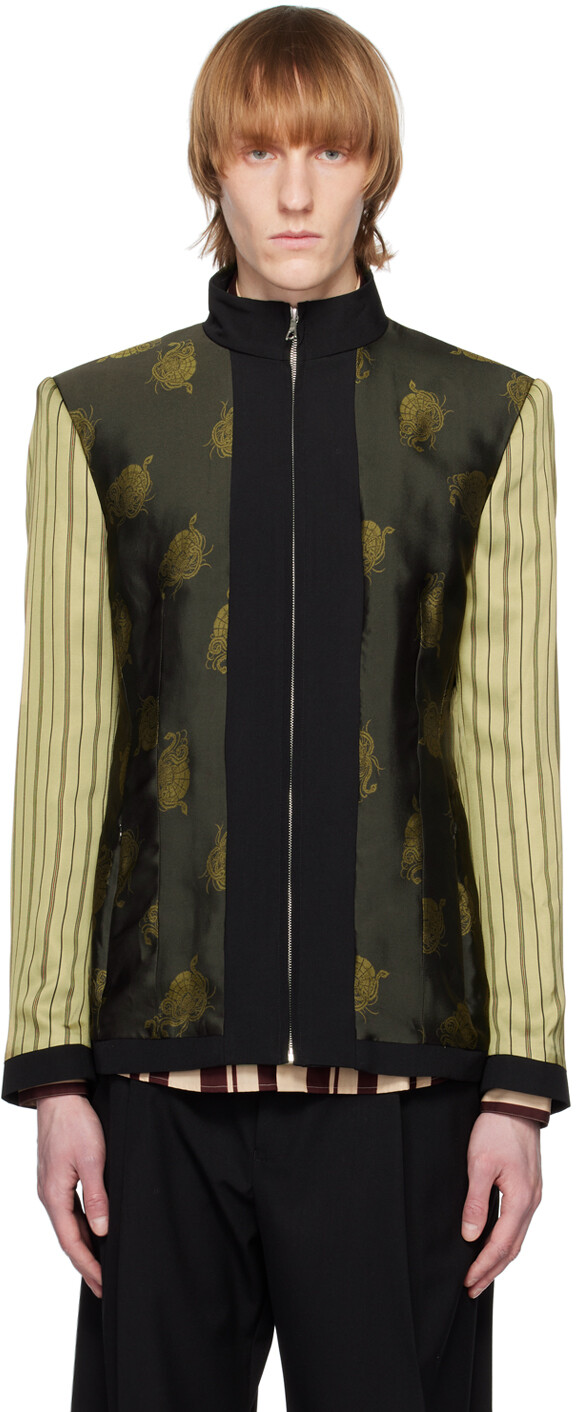 

Хаки Блейзер со вставками Dries Van Noten