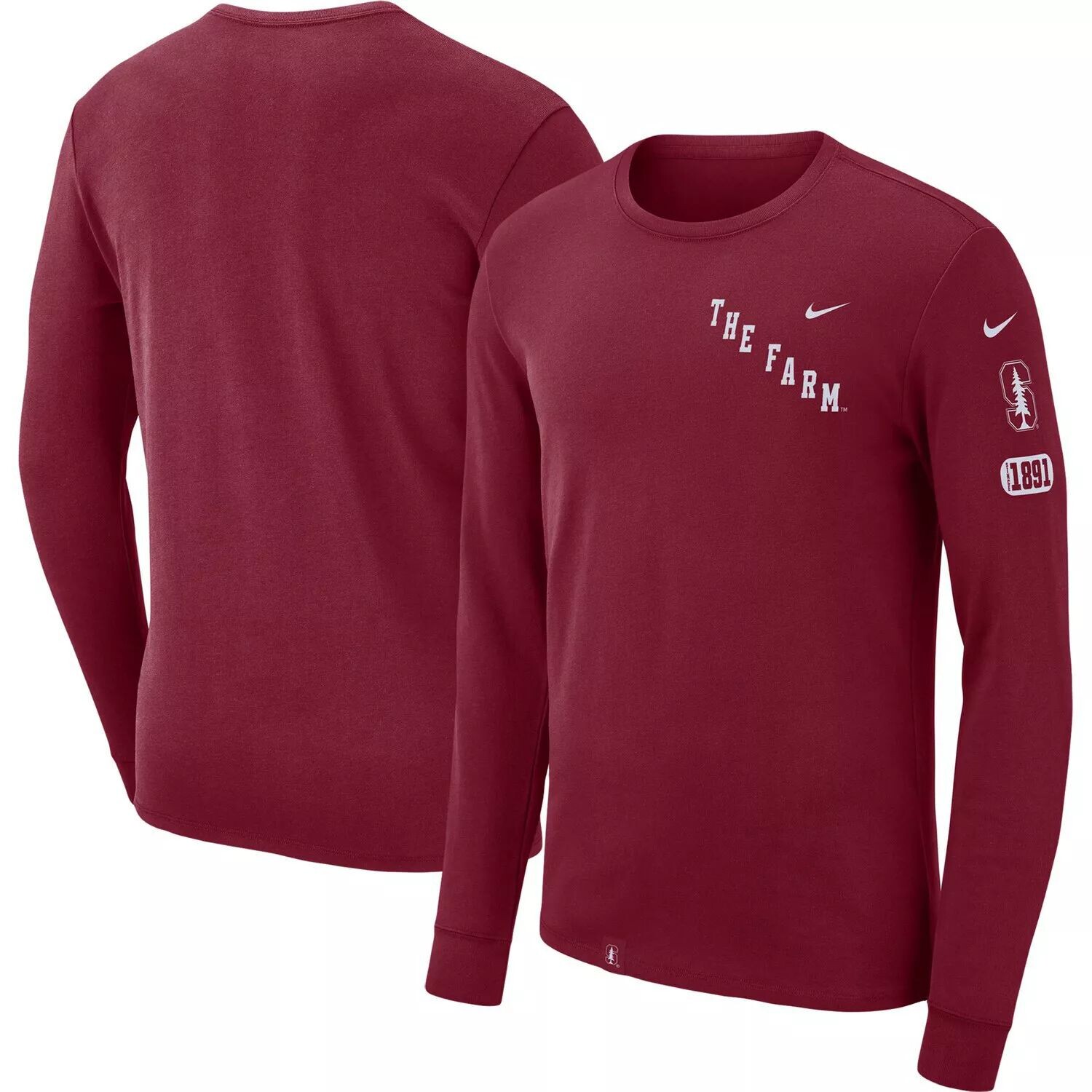 

Мужская футболка с длинным рукавом Cardinal Stanford Cardinal с повторяющимся логотипом 2-Hit Nike