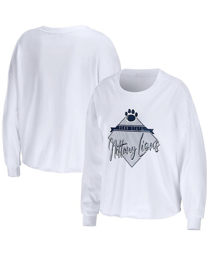 

Женская белая укороченная футболка с длинными рукавами Penn State Nittany Lions Diamond WEAR by Erin Andrews, белый