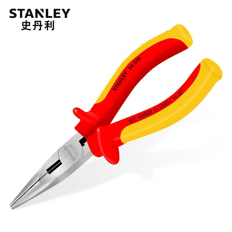 Stanley Изолированные длинногубцы FatMax, плоскогубцы с острыми концами, плоскогубцы для электриков, немецкий инструмент для кусачек VDE, 8,5 дюймов