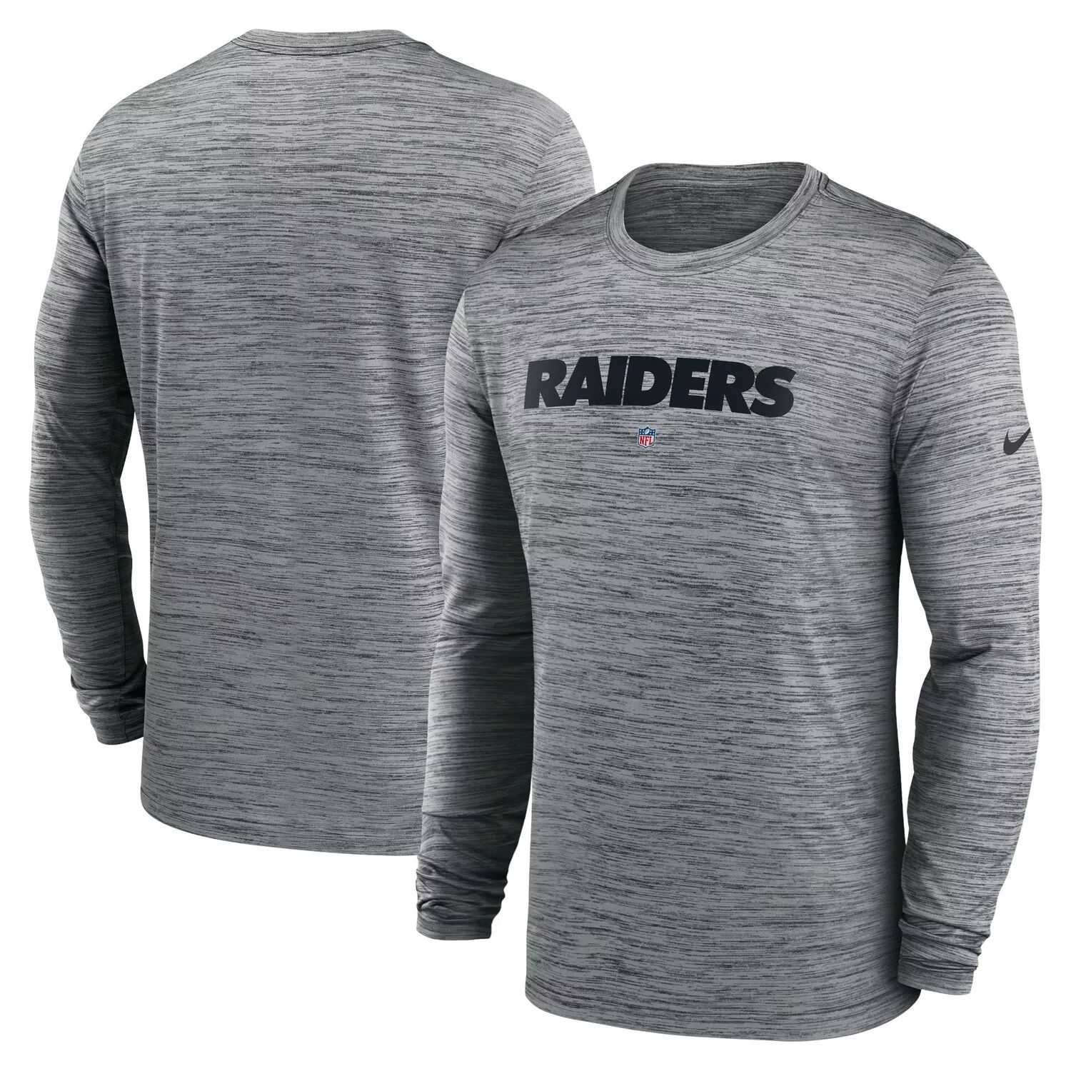 

Мужская футболка с длинным рукавом Heather Grey Las Vegas Raiders Sideline Team Velocity Performance Nike