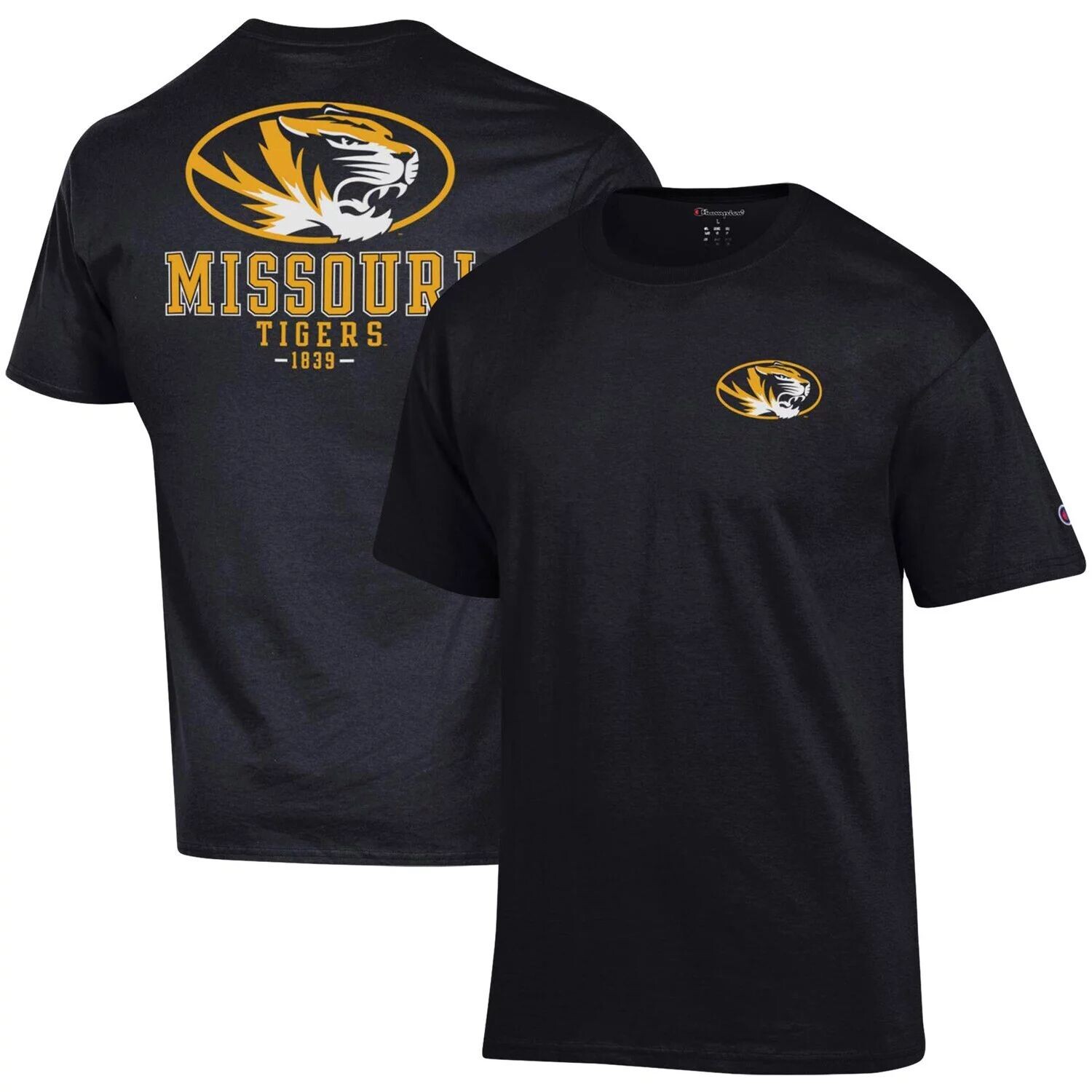 

Мужская черная футболка Champion Missouri Tigers Stack 2-Hit, Черный