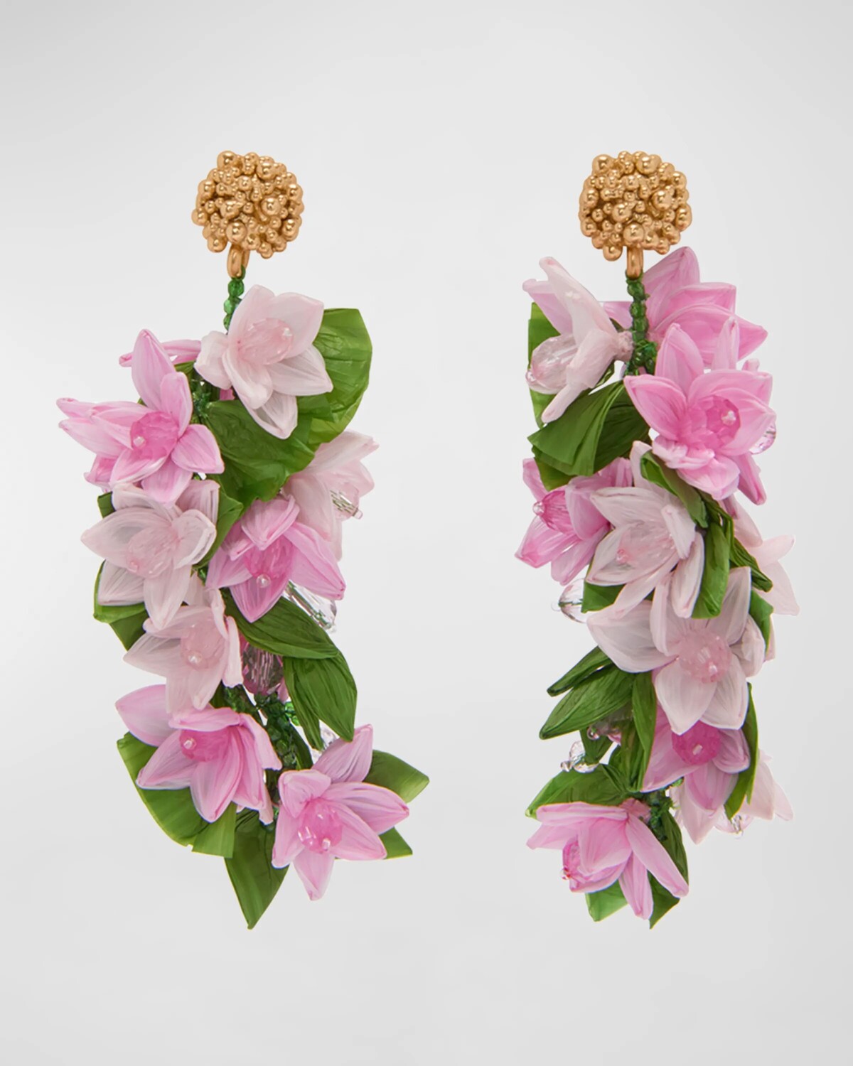 

Каскадные серьги с мини-цветами из рафии Oscar de la Renta, цвет Rose
