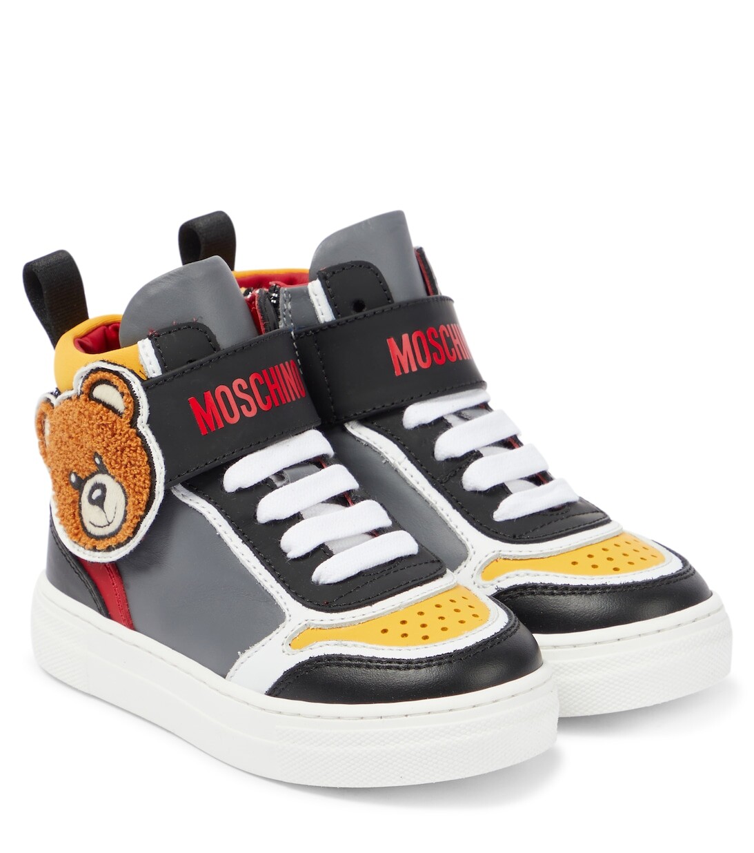 

Кожаные кроссовки с логотипом Moschino, красный