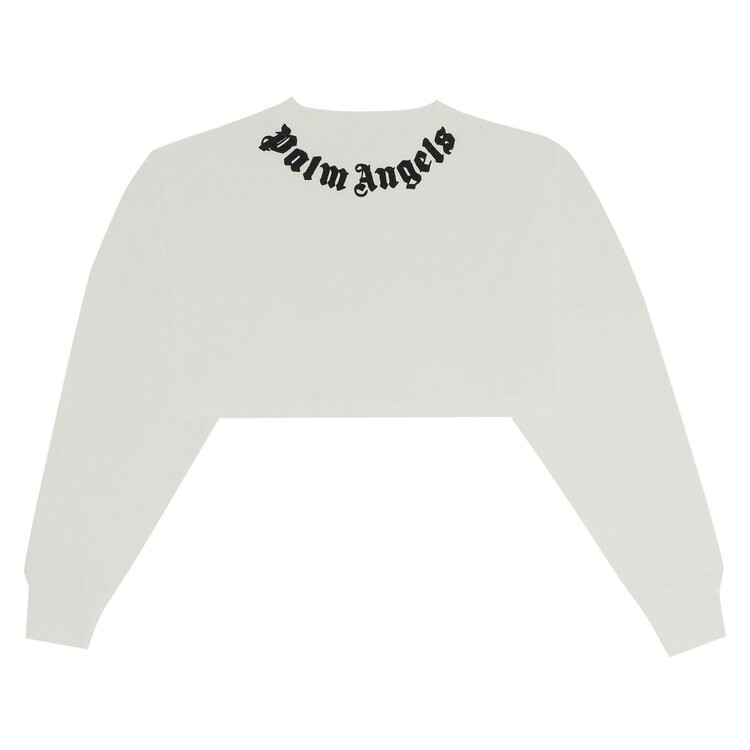 

Футболка Palm Angels Neck Logo Mini Cropped Tee, цвет Off White/Black
