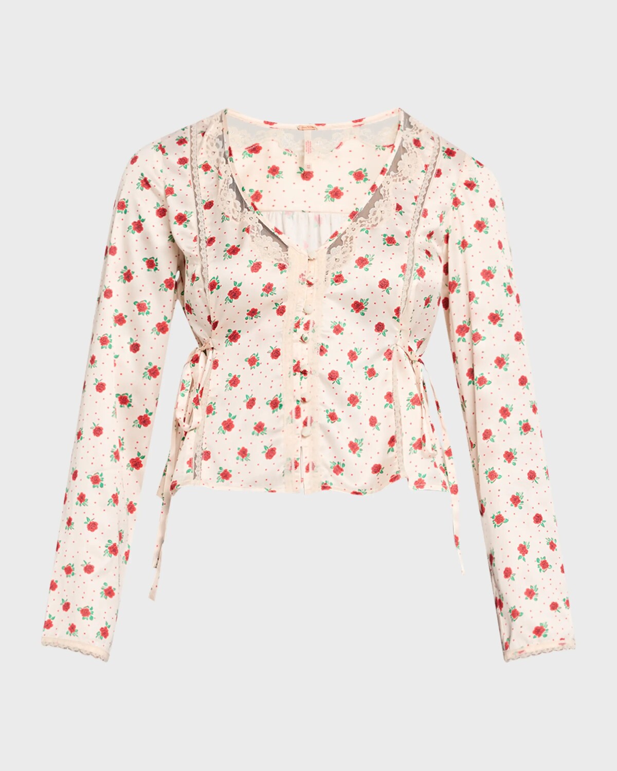

Шелковистая блузка Field of Roses Free People, цвет Ivory Combo