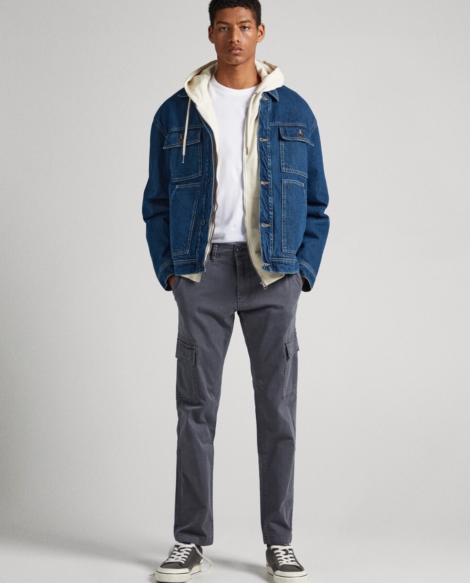 

Обычные мужские брюки чинос темно-серого цвета Pepe Jeans, темно-серый