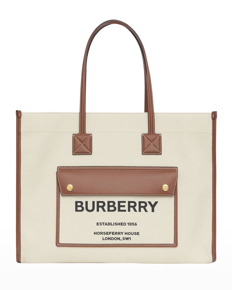 

Сумка-тоут East-West с карманами из гладкой кожи и парусины Burberry