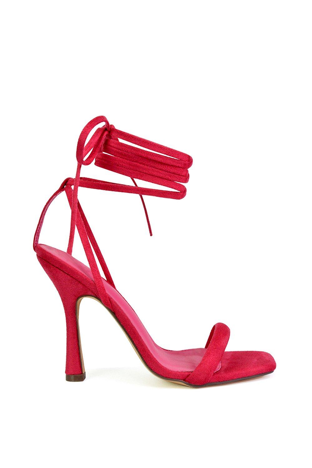 Высокие каблуки Cary из искусственной замши со шнуровкой и квадратным носком на шпильке с ремешками XY London, розовый