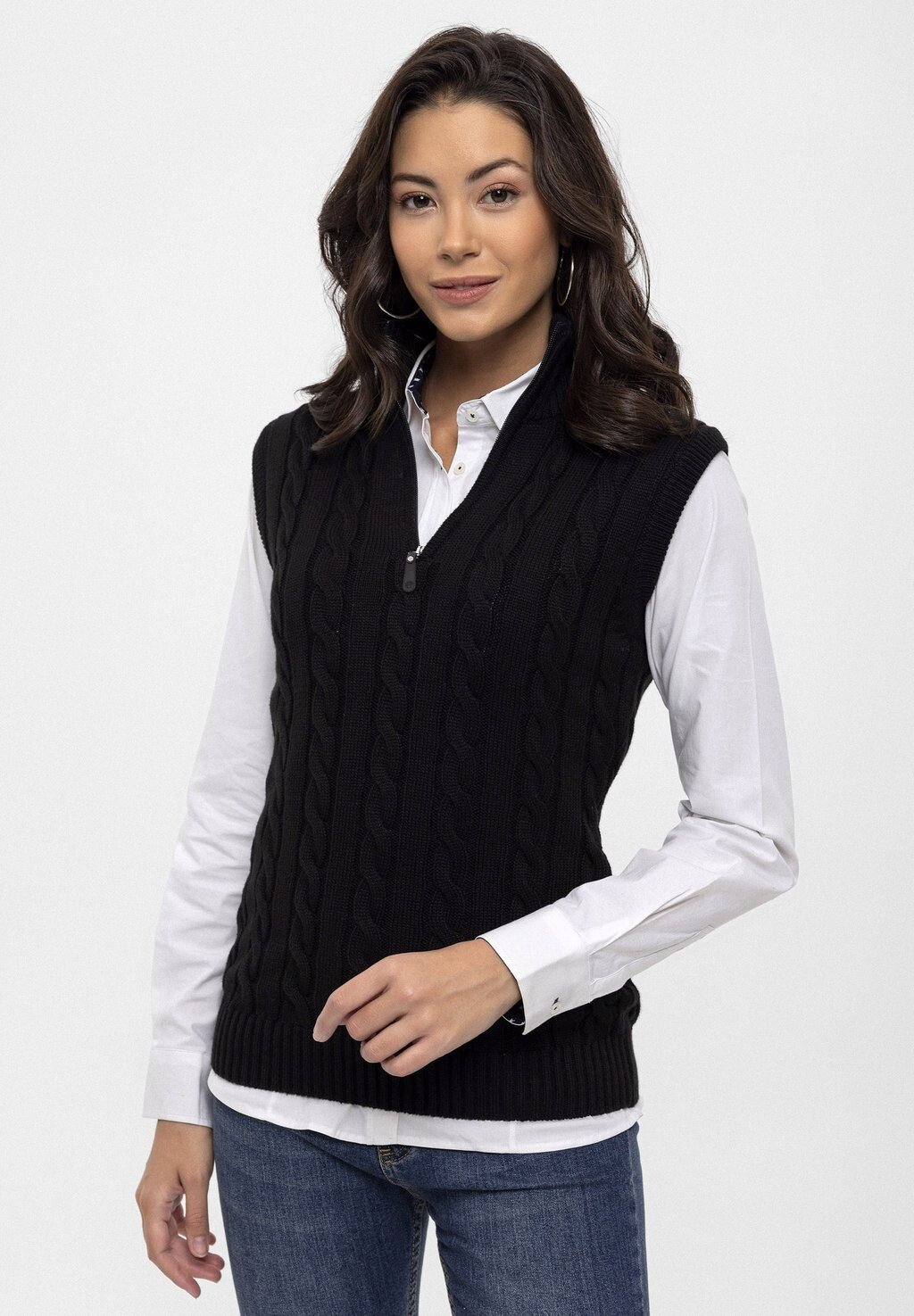 

Джемпер CABLE HALF ZIPPER SLEEVELESS Felix Hardy, цвет black
