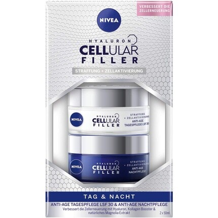 

Антивозрастной дневной и ночной набор Hyaluron Cellular Filler с дневным и ночным кремом SPF 30, Nivea