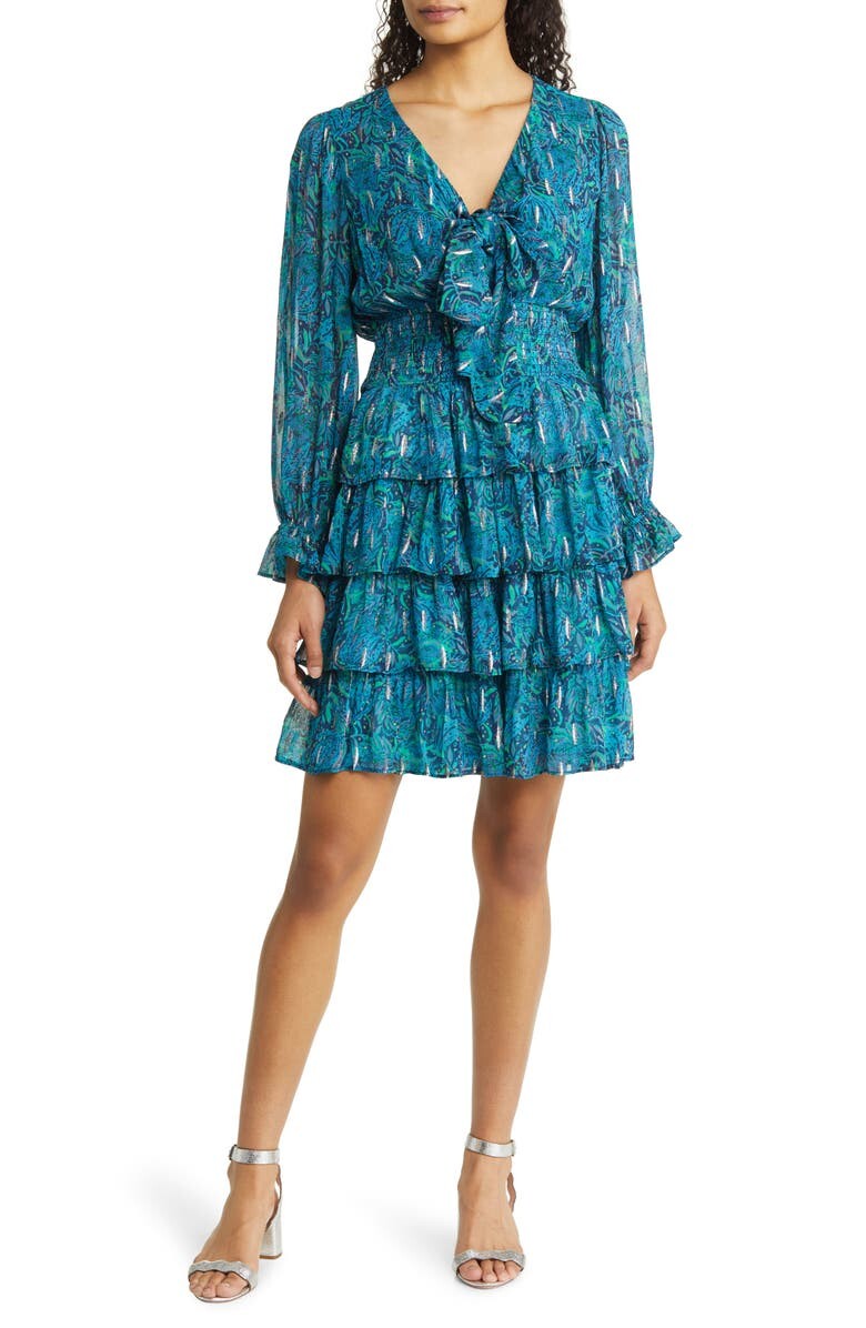 

Ярусное платье с длинными рукавами и металлическим принтом Laralynn LILLY PULITZER