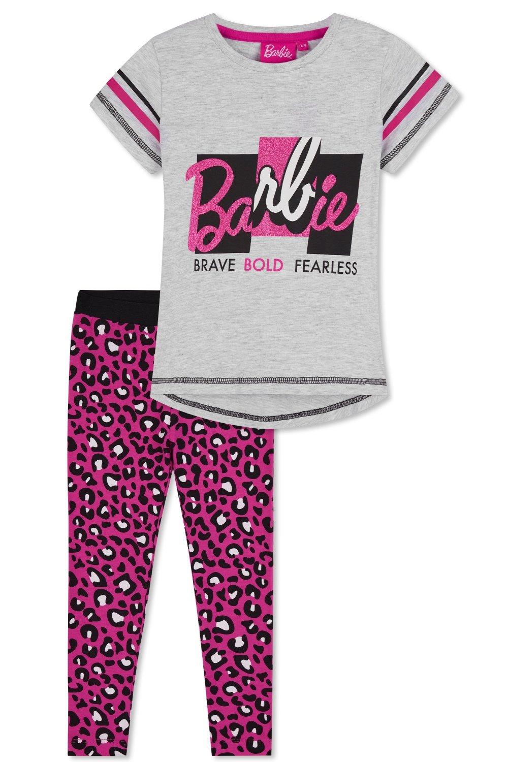 Футболка и леггинсы Barbie, мультиколор новые летние детские комплекты одежды для девочек льняные хлопковые однотонные комбинезоны без рукавов для девочек комплекты одежды дет