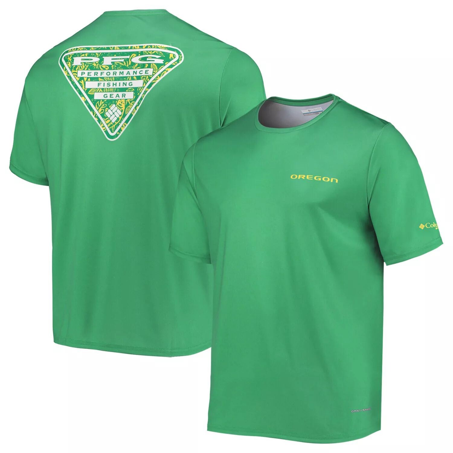 

Мужская футболка Columbia Green Oregon Ducks Terminal Tackle Omni-Shade