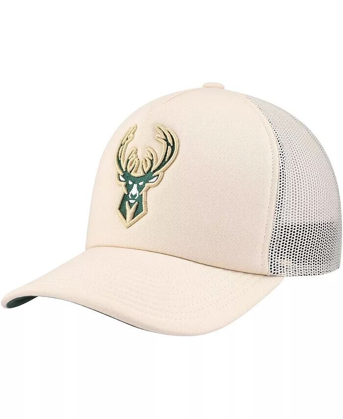 

Мужская кремовая регулируемая кепка Milwaukee Bucks Trucker Mitchell & Ness, бежевый