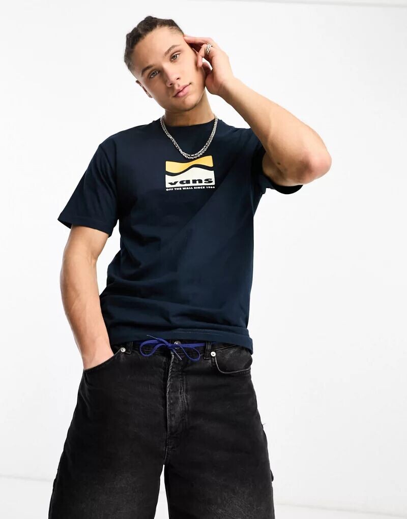 

Темно-синяя футболка с логотипом Vans Side Stripe Center