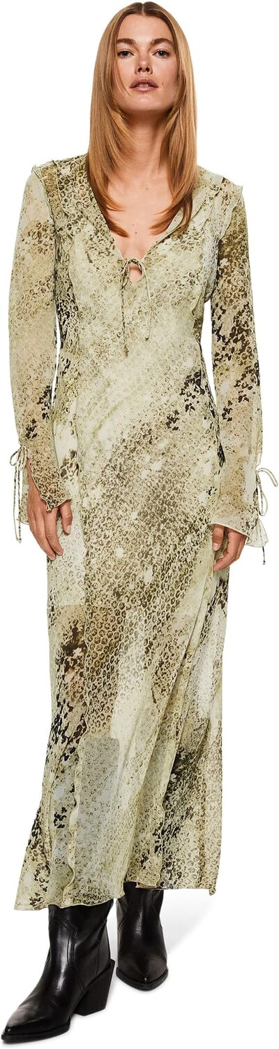 

Платье из кожи MANGO, цвет Light Beige