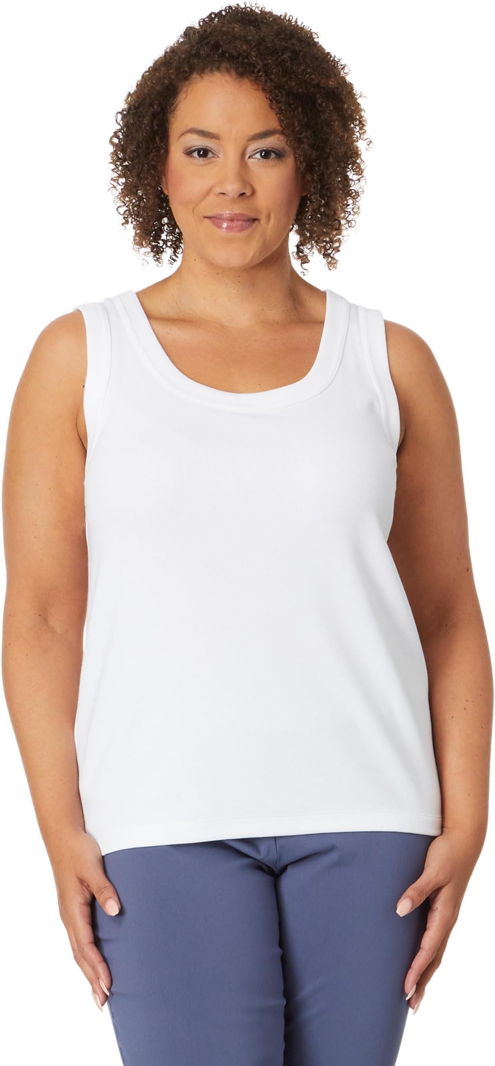 

Майка Plus Size Perfect Knit Rib Scoop Tank NIC+ZOE, цвет Paper White