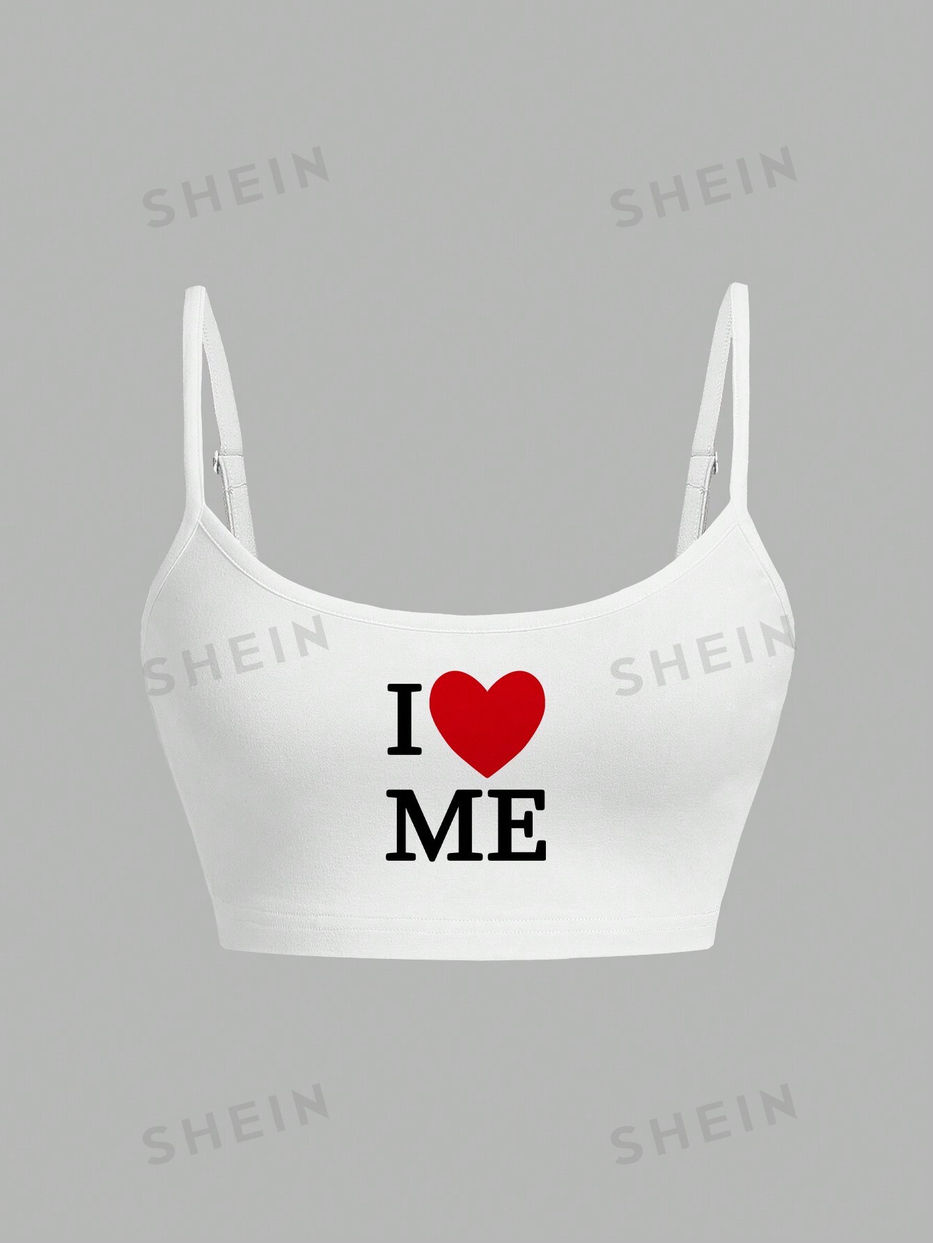 SHEIN Qutie Повседневный и простой короткий сексуальный облегающий топ-бретелька, белый футболка женская с надписью i love my lab