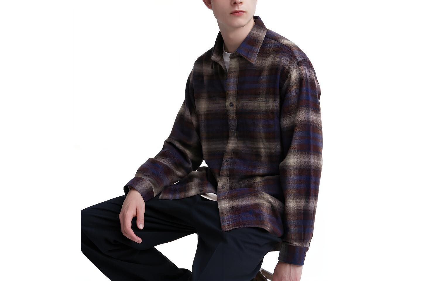 

Рубашка мужская бордовая Uniqlo, темно-красный