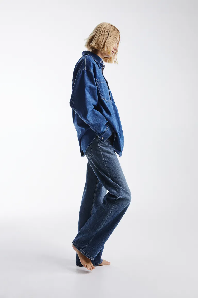 

Широкие ультравысокие джинсы H&M, синий