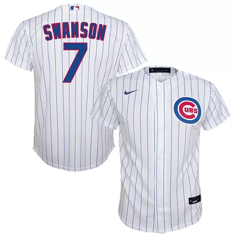 

Джерси Nike Youth Chicago Cubs Dansby Swanson #7 White Home Cool Base