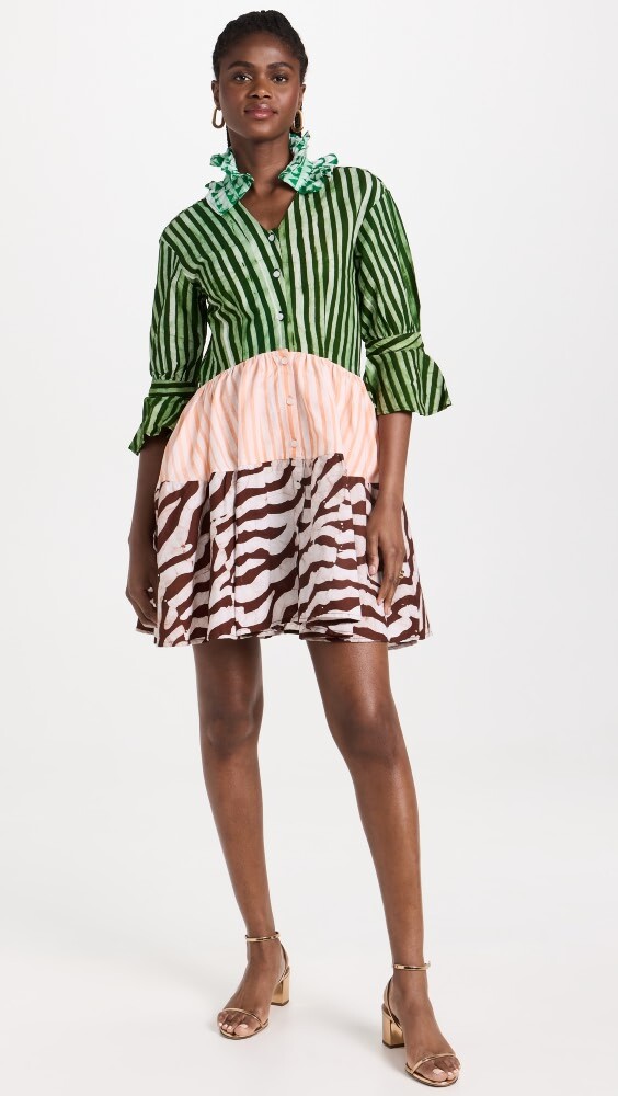 

Платье мини Studio 189 Hand-Batik Tiered Ruffle, разноцветный