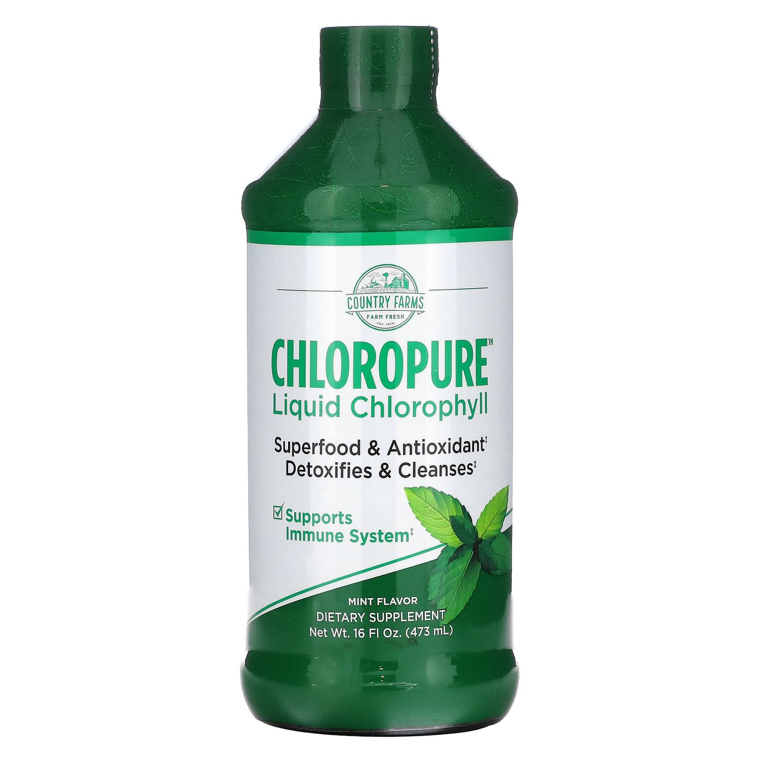 

Chloropure, жидкий хлорофилл, мята, 473 мл (16 жидк. Унций), Country Farms