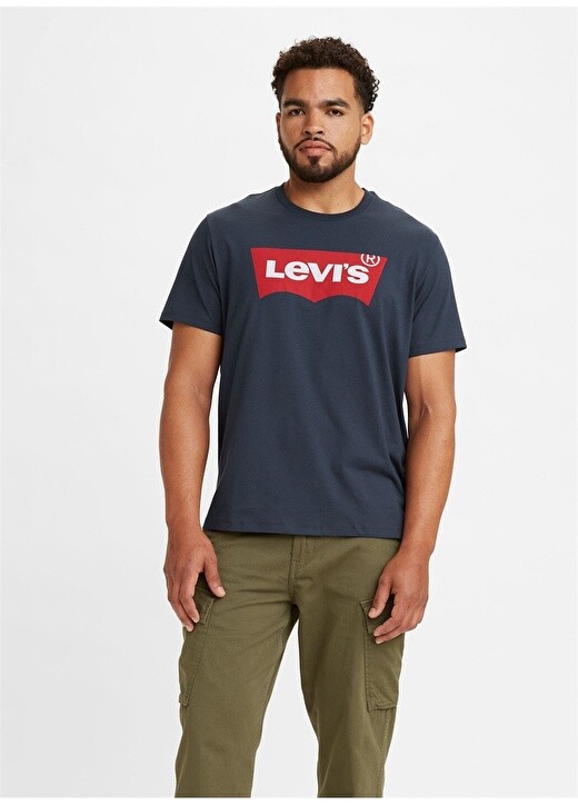 

Мужская темно-синяя футболка с круглым вырезом Levis, Синий, Мужская темно-синяя футболка с круглым вырезом Levis