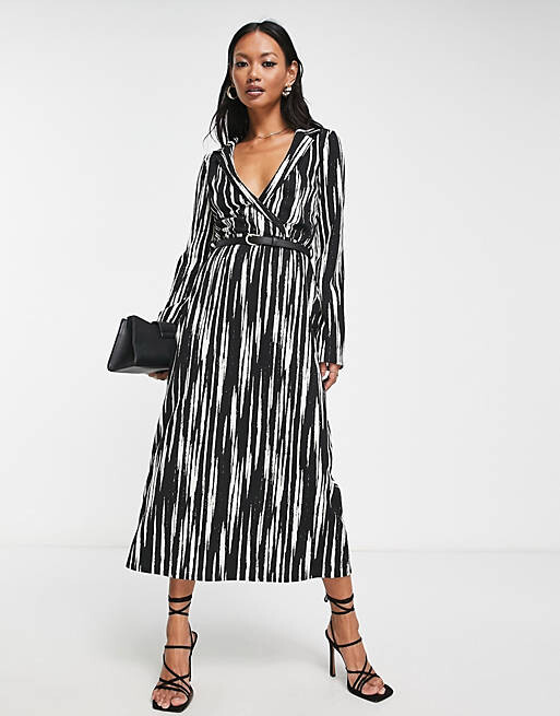 

Платье миди с запахом и поясом ASOS DESIGN
