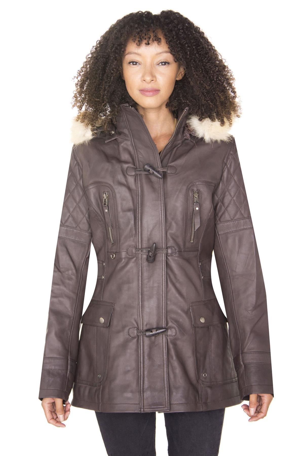цена Стеганая кожаная куртка-парка-Брюссель Infinity Leather, коричневый