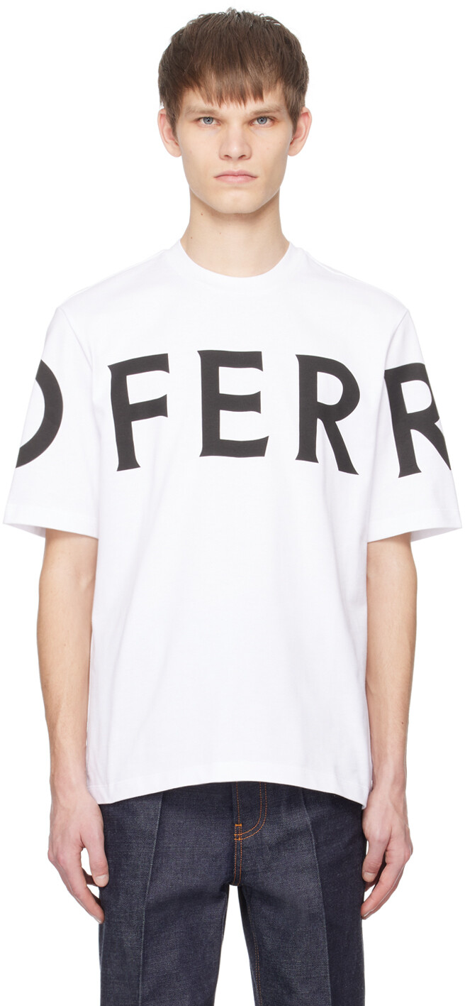 

Белая футболка с принтом Ferragamo, цвет Bianco/Nero