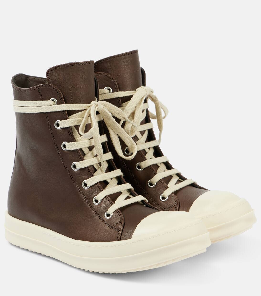 

Высокие кожаные кеды Porterville Rick Owens, цвет saddle/milk/milk